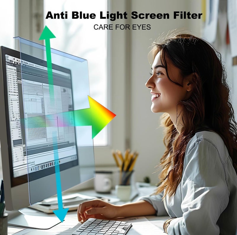 Twugs 2 Pack Anti-Blue Light & Anti-Scratch Screen Protector Shield for 27 Inches Desktop Computer Monitor, Hanging Block Filter Panel for Eye Protection - Image 2